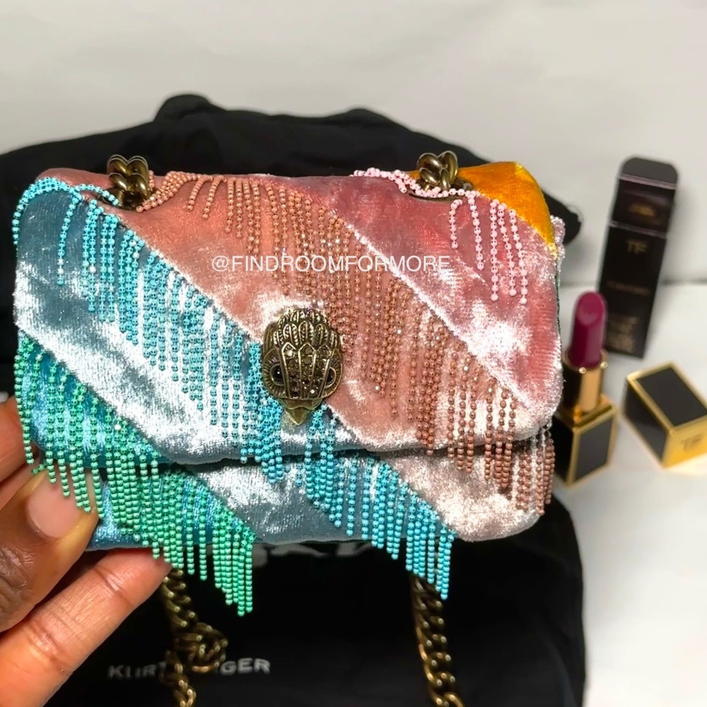 Kurt Geiger Kensington Nano Fringes Velvet Crossbody - Picture 7 of 17